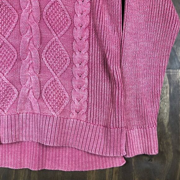 Sonoma Womens Sweater Blush Pink V Neck Cable Knit Fisherman Long Sleeve Large - Picture 4 of 12